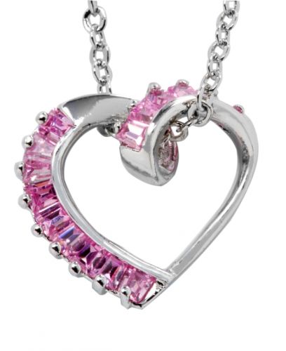 City By Necklace Pink Cubic Zirconia Open Heart Pendant 1 5 Ct T W