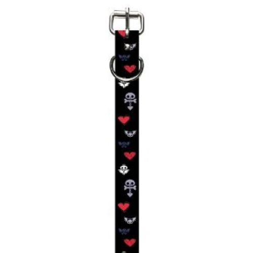Perri's Officially Licensed Polyester Pet Collar, Skelanimals, Skulls with Bones and Wings, 16"