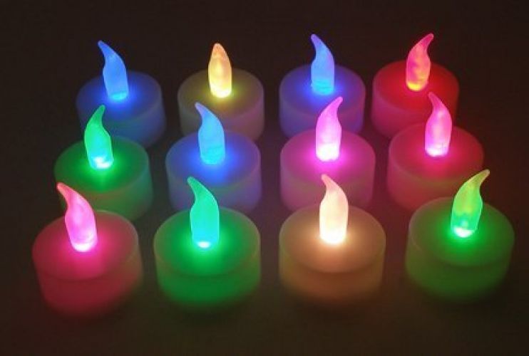Color Changing Everlasting Tealights Candles with 7 Rainbow Colors- Set of 8