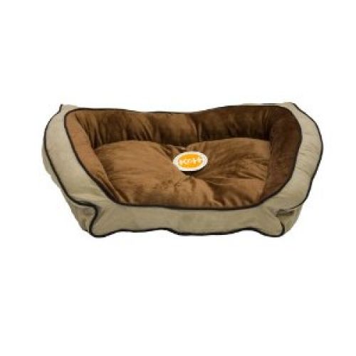 K&H Bolster Couch Pet Bed, Small 21" X 30", Mocha/Tan