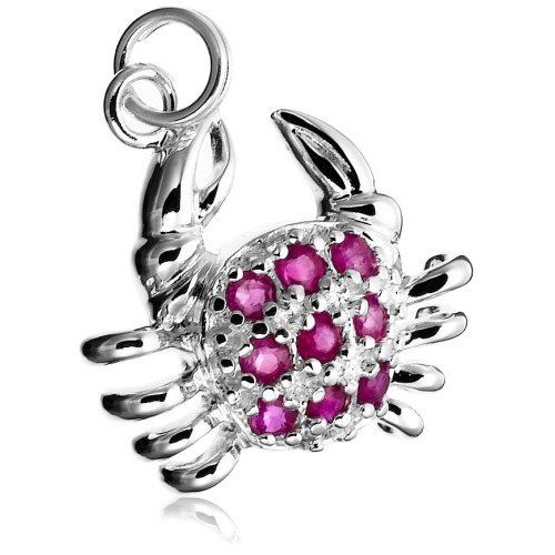 Sterling Silver Ruby Crab Charm
