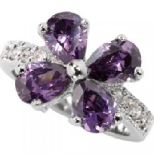 City by City Ring, Silver Tone Purple Cubic Zirconia Flower Ring (8-3/8 ct. t.w.)