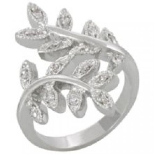 City by City Ring, Silver Tone Cubic Zirconia Leaf Ring (2 ct. t.w.)