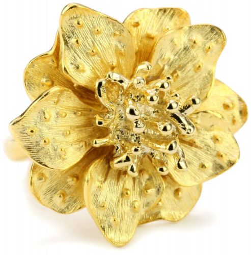Kenneth Jay Lane Satin Gold Flower Ring, Size 7