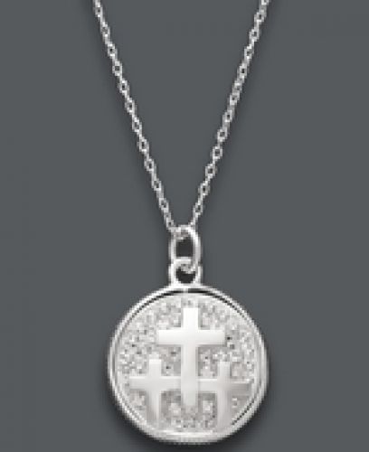 Unwritten Sterling Silver Necklace, Crystal Faith, Hope, Love Cross Pendant