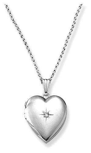 Sterling Silver Diamond-Accented Heart Locket Necklace, 18"