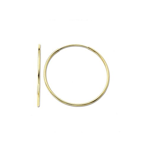 Duragold 14k Yellow Gold Endless Hoop Earrings, (0.65" Diameter)