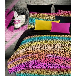 Street Revival Rainbow Leopard Twin Comforter Set, Multi