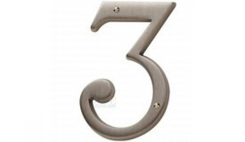 Baldwin Hardware - #3 House Number in Satin Nickel