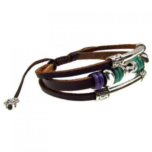 Swirl Bead Leather Zen Bracelet, Adjustable, Gift Box