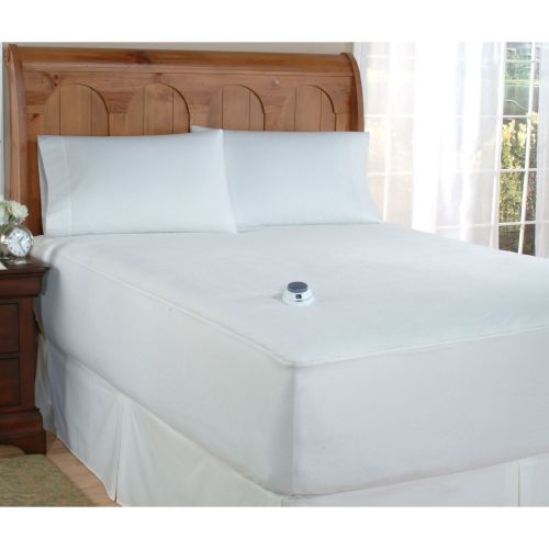 Soft Heat Micro-Plush Top Low-Voltage Electric Heated Twin Mattress Pad, White