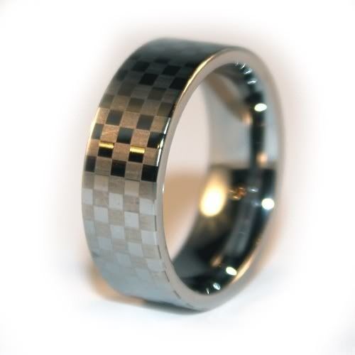8mm Checker Tungsten Ring Wedding Ring Men's Wedding Rings Men's Engagement Bands Designer Ring Size 11