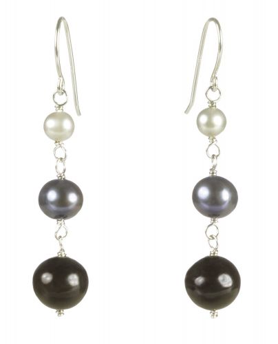 Black Multi-Colored Freshwater Cultured Pearl Drop Earrings