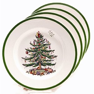 Spode Christmas Tree Bread and Butter Plate, Set of 4