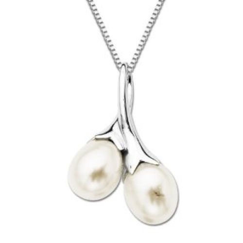 Sterling Silver Freshwater Cultured Pearl Bypass Pendant, 18"