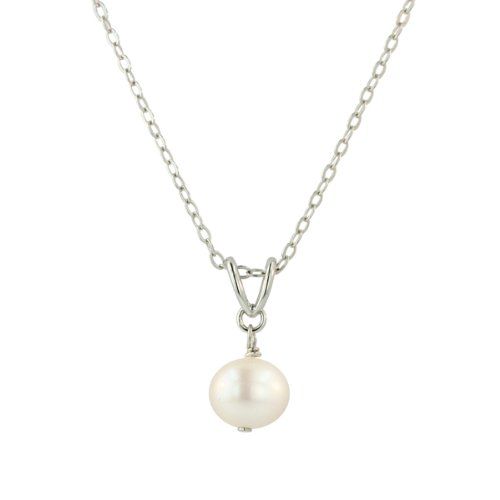 Sterling Silver Freshwater Cultured Pearl Pendant (7-8mm), 18"