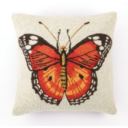 Peking Handicraft 18 X 18" Hook Pillow, Butterfly
