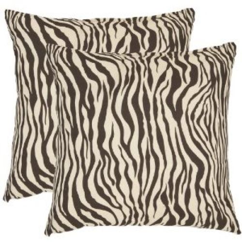 Savanna Zebra 18-Inch Decorative Pillows, Brown and Ivory, Set of 2
