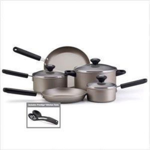Farberware Premium Nonstick 10 Piece Cookware Set, Platinum