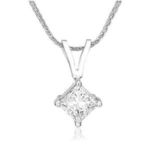 Certified Platinum Princess-Cut Diamond Solitaire Pendant (3/4 ct, G-H Color, VS2 Clarity)