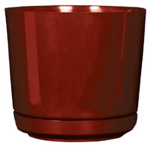Dynamic Design SD1604BU Hi Gloss 16-Inch Poly Planter with Attached Saucer, Burgundy