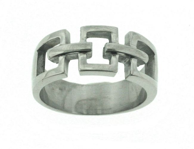 Stainless Steel Square Link Ring, Size 12