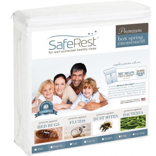 SafeRest Hypoallergenic Waterproof Certified Bed Bug Proof Box Spring Encasement With Exclusive Micro Zipper 9" - Queen Size