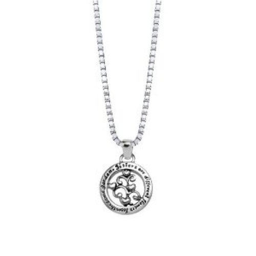 Sterling Silver "Sisters Are Different Flowers From The Same Garden" Reversible Pendant Necklace, 18"