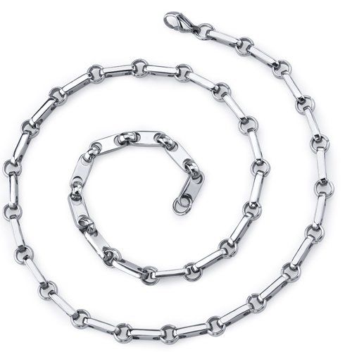 Amazing Style: Mens Stainless Steel Rectangular Link 20" Chain Necklace