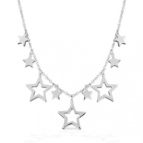 Bling Jewelry Sterling Silver Dangling Star Cluster Necklace