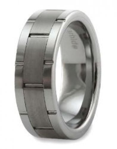 Tungsten Carbide Ring Brushed Center Polished Edges 8mm size 11