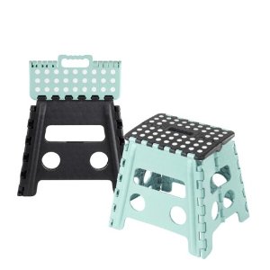 Kennedy Home Collection 3576 Fold Away Step Stool, 13" Sage and Balck