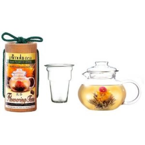 Primula Flowering Tea Set with 40-Ounce Pot, Clear