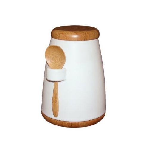 Totally Bamboo Small Canister, Ceramic with Bamboo Accents