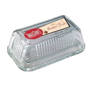 Tablecraft H122 Ribbed Glass Butter Dish
