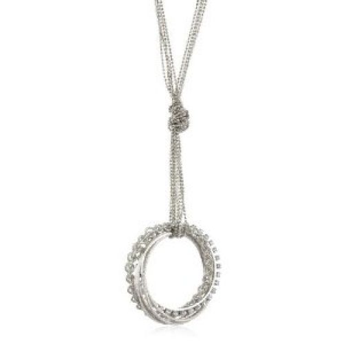 Morgan Ashleigh 40" Silver Multi-Ring Pendant Necklace
