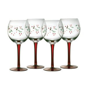 Pfaltzgraff Winterberry 13-Ounce Glass Goblets, Set of 4